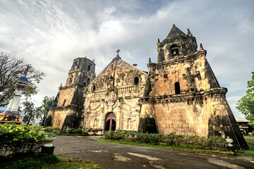 Miag-ao Church, Iloilo, Philippines. An 18th-century place of worship built by Spanish Catholic missionaries featuring Baroque architecture considered UNESCO world heritage site