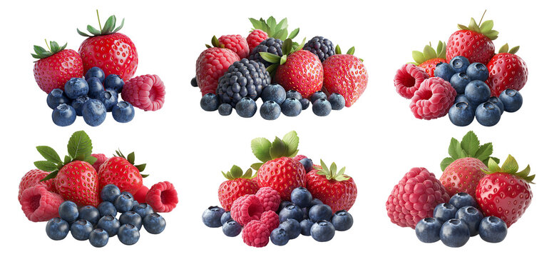 Fresh and vibrant berry collection on transparent background