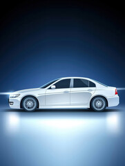 Fototapeta premium White sedan car side profile