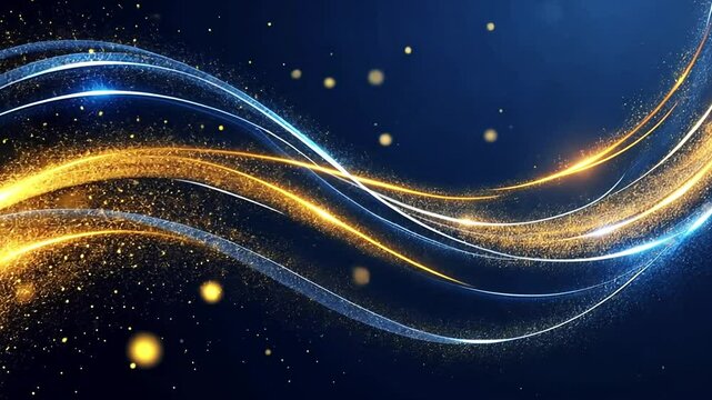 Blue background with golden decoration on the left and right sides, dark blue color Generative AI