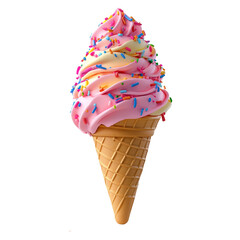 Colorful Swirled Ice Cream Cone with Sprinkles