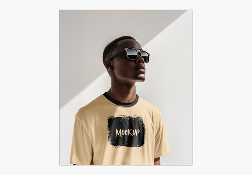 T-Shirt Mockup with man with glasses generative ai