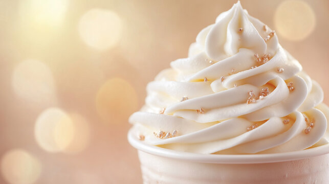 Whipped Cream Peaks, close-up of whipped cream peaks on top of a frappe, with copy space, National Frappe Day - Powered by Adobe