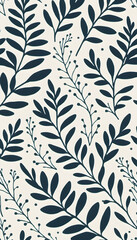 Seamless floral pattern with beige flowers and leaves on a teal background.