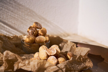 delicious walnut shaped russian nut shortbread sandwich cookies filled with sweet condensed milk or caramel