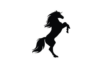 Rearing Horse Silhouette Isolated on White Background, Powerful Equine Vector Illustration