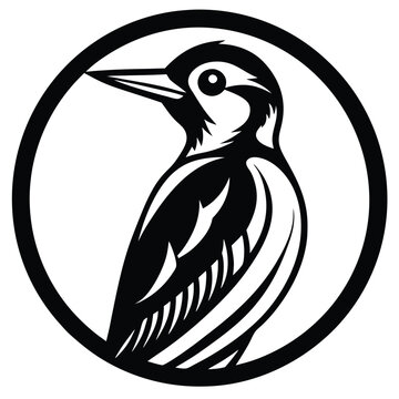 recommend clip art: Silhouette line art design Woodpecker Symbol Logo. Vector Illustration.