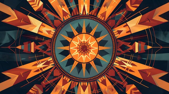 Vector Art of Sun Dance Shield Featuring Native American Symbols