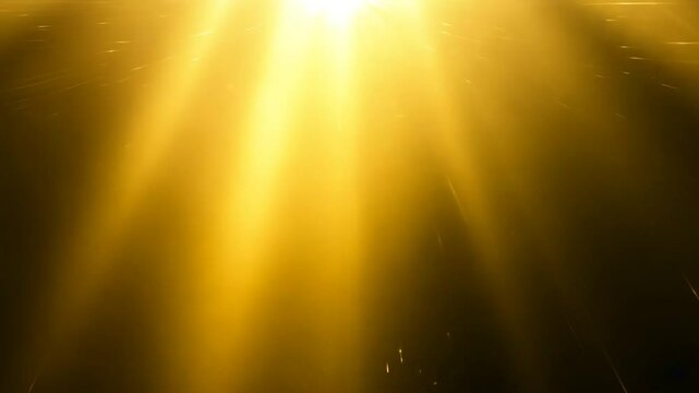 Golden beams of bright light shining on black background animation 4K
