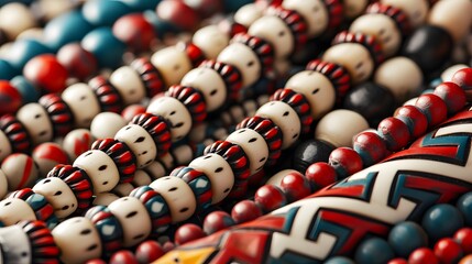 Traditional Wampum Beads with Native American Decorative Style
