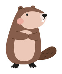 Vector illustration cute doodle beaver for digital stamp,greeting card,sticker,icon,design