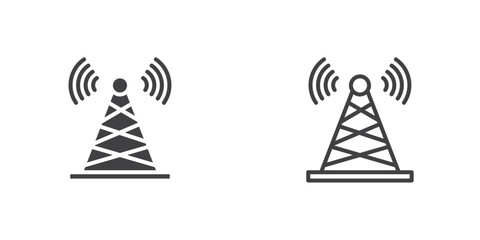 Antenna icon vector icon set in black and white color.