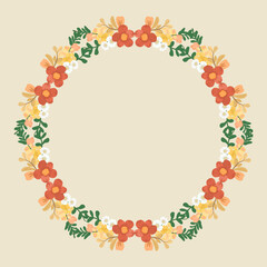 Floral Wreath Vector-Round Flower Bouquet-Botanical 