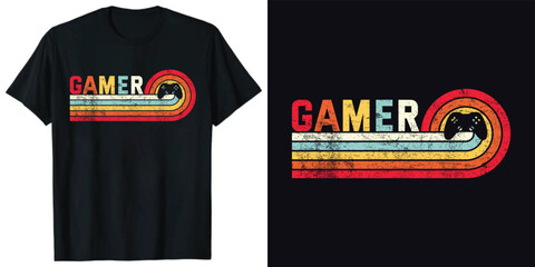 Gamer t-shirt design Vector illustration, Gaming t shirt design, Vector gamer t shirt, Vintage gaming gamer t shirt design © Abode_hasan301