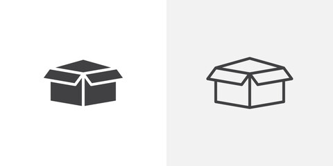 Box icon vector icon set in black and white color.