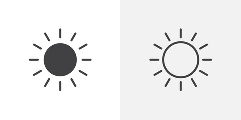 Brightness icon vector icon set in black and white color.