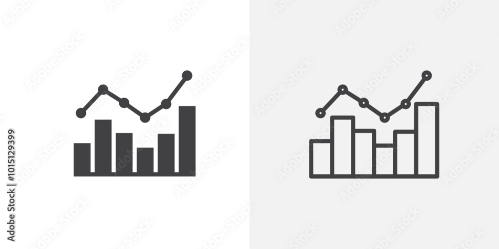 Poster Chart icon vector icon set in black and white color.