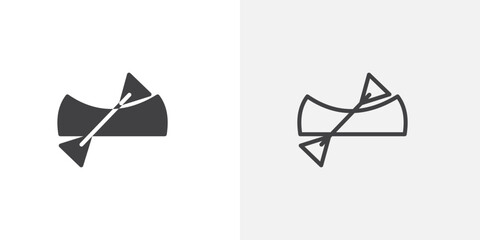 Canoe icon vector icon set in black and white color.