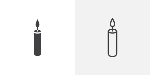 Candle icon vector icon set in black and white color.