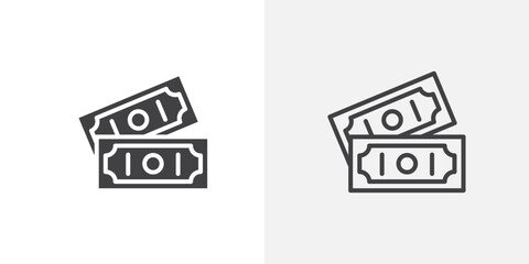 Cash icon vector icon set in black and white color.