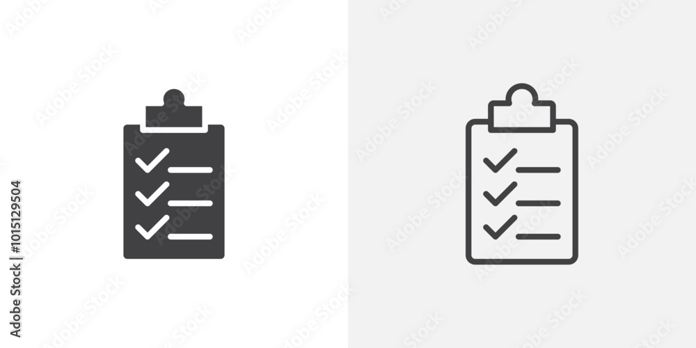 Poster clipboard icon vector icon set in black and white color.