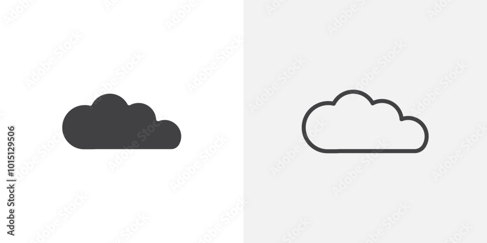 Aufkleber cloud icon vector icon set in black and white color.