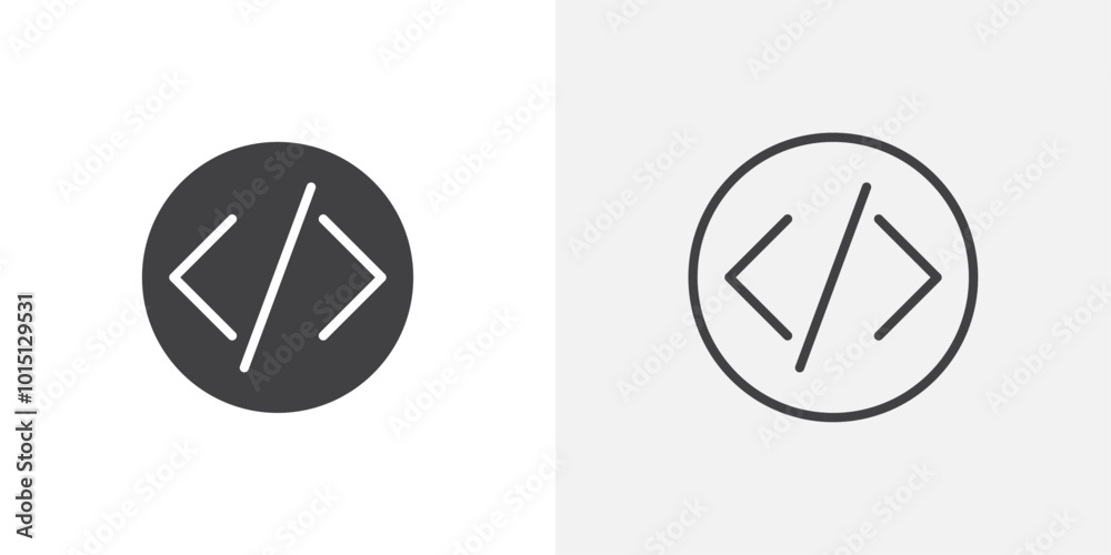 Aufkleber Code icon vector icon set in black and white color.
