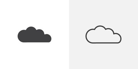 Cloud icon vector icon set in black and white color.