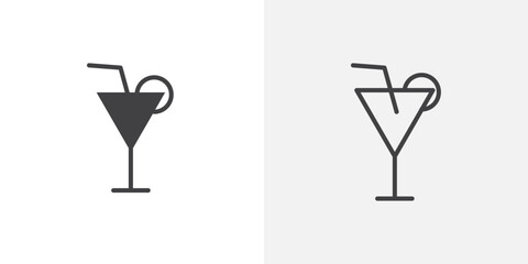 Cocktail icon vector icon set in black and white color.