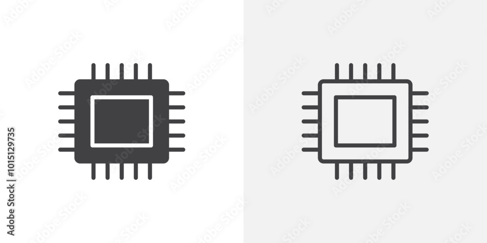 Poster CPU icon vector icon set in black and white color.