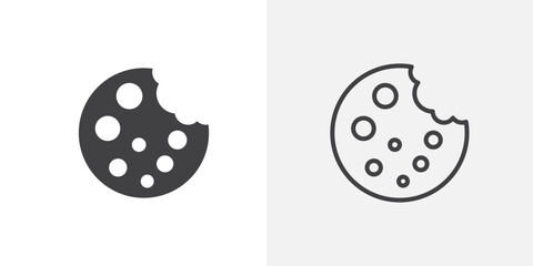 Cookie icon vector icon set in black and white color.