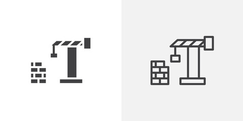 Construction icon vector icon set in black and white color.