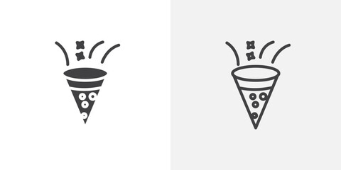 Confetti icon vector icon set in black and white color.