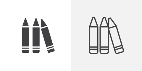 Crayon icon vector icon set in black and white color.