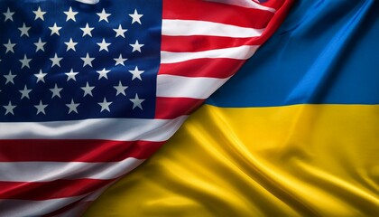 Obraz premium アメリカの国旗とウクライナの国旗(America flag & Ukraine flag.) 