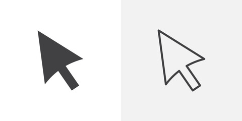 Cursor arrow icon vector icon set in black and white color.