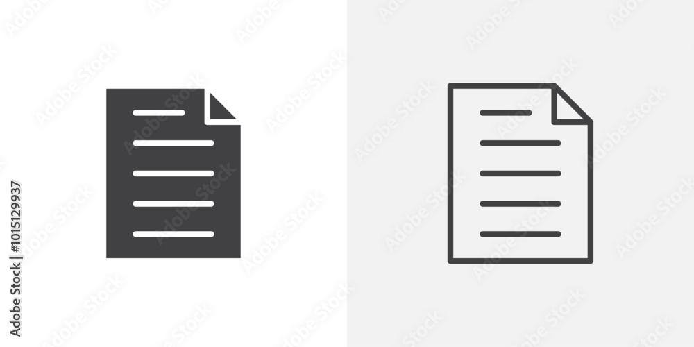 Poster document icon vector icon set in black and white color.