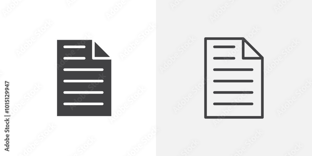 Poster document icon vector icon set in black and white color.