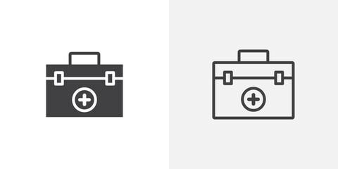 Doctor bag icon vector icon set in black and white color.
