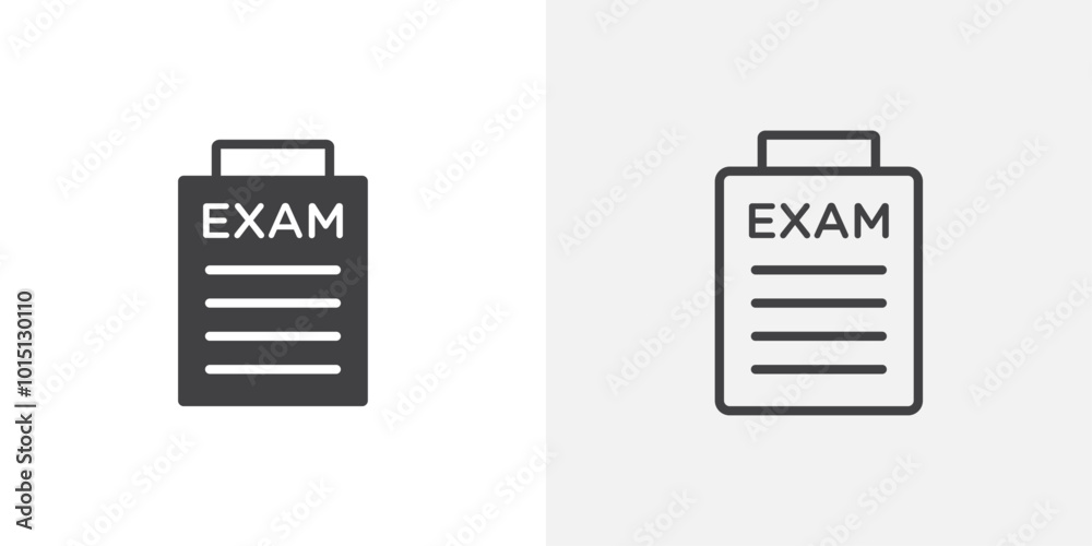 Poster exam icon vector icon set in black and white color.