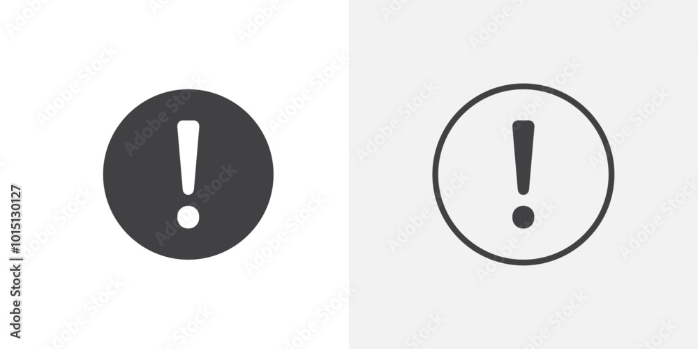 Poster exclamation button icon vector icon set in black and white color.