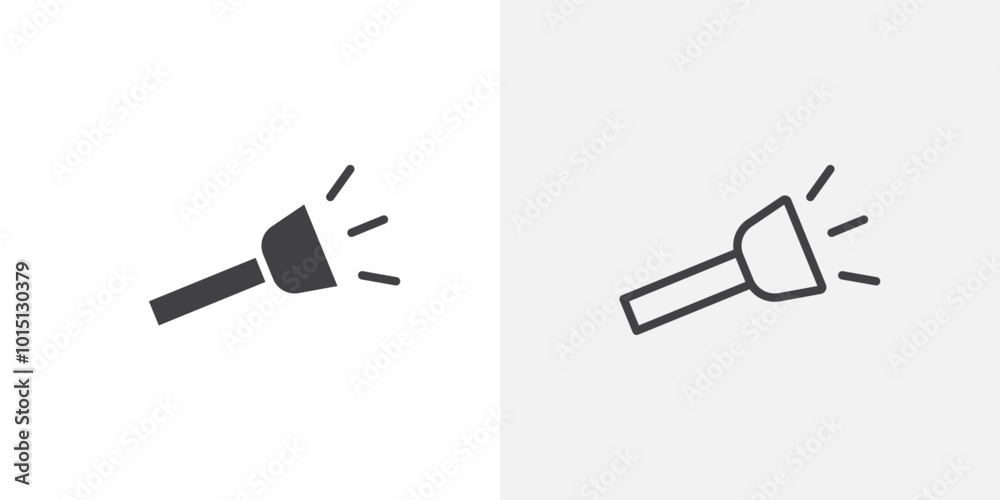 Poster flashlight icon vector icon set in black and white color.