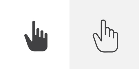 Finger icon vector icon set in black and white color.