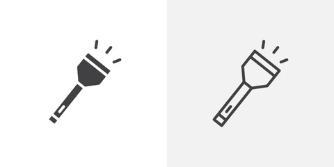 Flashlight icon vector icon set in black and white color.