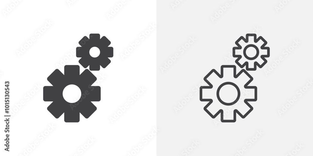 Poster gears icon vector icon set in black and white color.