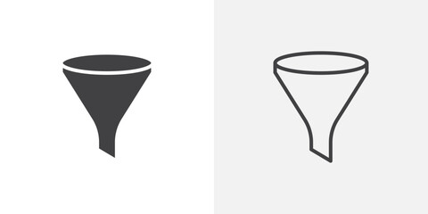 Funnel icon vector icon set in black and white color.