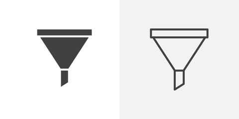 Funnel icon vector icon set in black and white color.