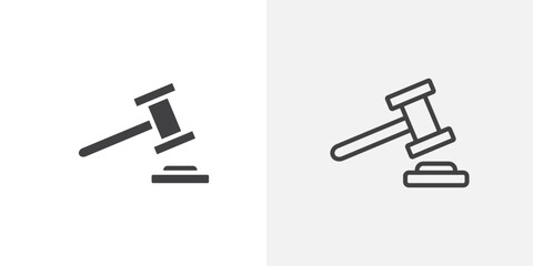 Gavel icon vector icon set in black and white color.