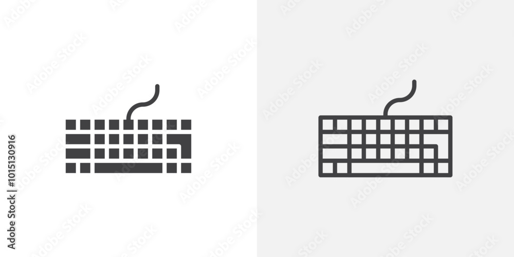 Poster keyboard icon vector icon set in black and white color.