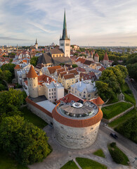 An aerial drone view to Tallinn old town